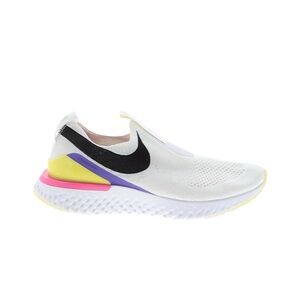 Nike Women's White and Black Slip-On Sneakers with Yellow and Purple Accents